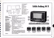 Service Manuel D'Instructions pour Saba Freiburg W II Année 1952/53