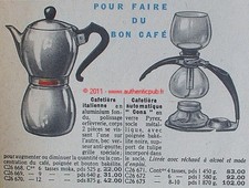 PUBLICITE CAFETIERE CONA ITALIENNE PYREX 1962 FRENCH AD