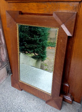 Important miroir plaqué chêne à glace biseautée - Epoque et style Napoléon III