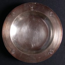 ASSIETTE SOUCOUPE à BOUILLIE CENDRIER métal argenté CHRISTOFLE décor COQUILLE