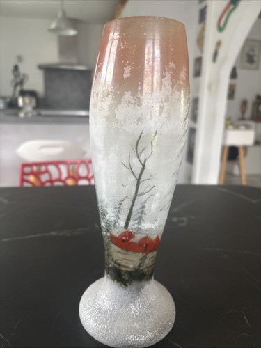 Ancien vase verre givré - ancien, en