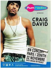 PUBLICITE ADVERTISING 2003   FUN RADIO   CRAIG DAVID  en concert au ZENITH PARIS