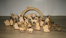 Décoration Santons Personnages de Crèche de Noël en Bois