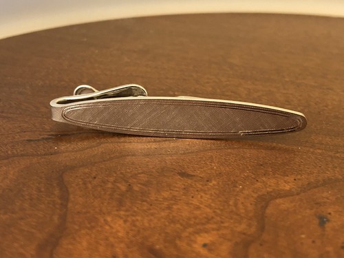 Silver tone vintage tie - silver, bar