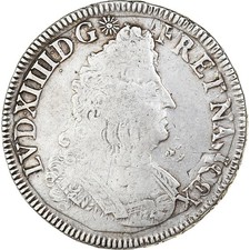 France, Louis XIV, 1/2 Ecu aux palmes, 1693, Paris, réformé, Argent, TB