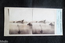 STB074 Marseille chateau d'If bateau voilier ancien photo STEREO amateur