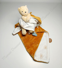 Doudou Plat/Couverture Babou Kendi Léoparde/Ours Blanc Beige Soleil Lune Noukies