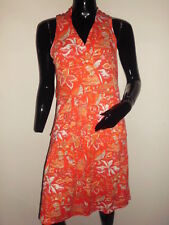 ROBE FEMME RIVER WOODS ROUGE MOTIF FLEURIS ORANGE BLANC KAKI ROSE T:38/40