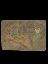 RARE ANCIENNE PIERRE EGYPTIENNE ANTIQUE Stèle Ramsès Il Chariot la bataille d...