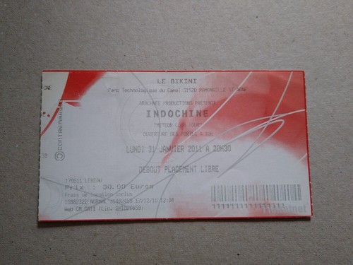 Indochine ticket stub january - indochine,