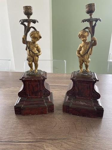 Ancienne paire bougeoirs en - ancienne,