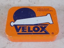Antique french bicycle repair kit VELOX Orange advertising tin box France vtg #2
