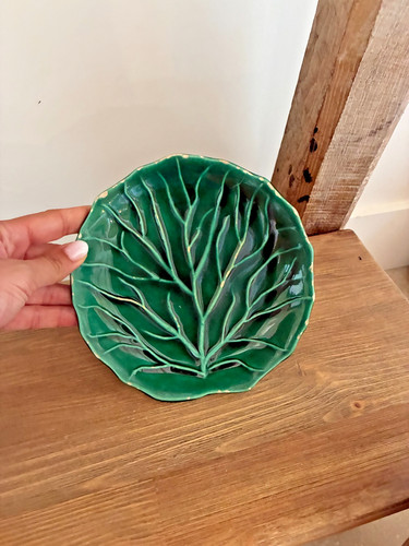 Assiette feuille barbotine - feuille, en