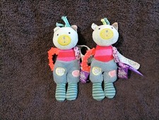 Doudou chat attache tétine grelot " Les jolis pas beaux" Moulin Roty   Etat neuf