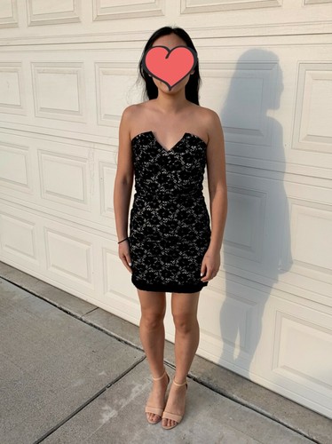 Sexy black lace strapless - black,