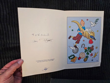 Tintin - Carte de voeux la fondation Hergé 1995 - Triple Signature - TBE