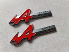 2 X Badge en métal Esprit Alpine Renault Embleme LOGO + Adhésif Monogramme RED