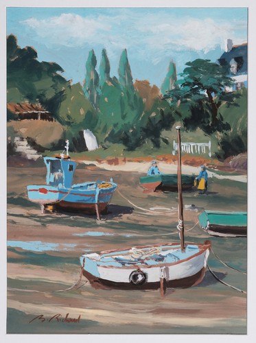Gouache paysage bretagne sud - bretagne,