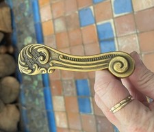 Antique French Lever Brass Door Handle Knob Rocco Metal Indoor Outdoor Gold