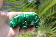 Malachite Malakite PORTE BONHEUR Pierre Précieuse Sculptée Main de 331 Grammes