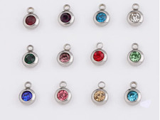 Breloque Pendentif Pierre de naissance en acier inoxydable