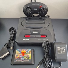 Console Sega Megadrive 2 EUR PAL MD2 Noire Avec Câbles Manette Et Jeu