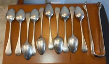 CHRISTOFLE 10 PETITES CUILLERES UNIPLAT ET PINCE A SUCRE GRIFFES