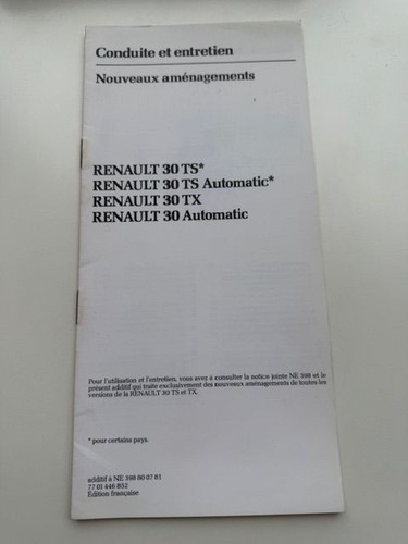 Renault r30 tx notice - r30, ts