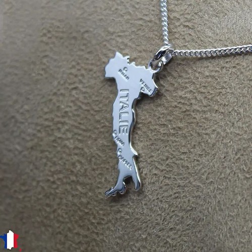 Pendentif carte italie argent - italie,
