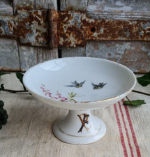 ANCIENNE DINETTE COMPOTIER SUR PIED OISEAU PORCELAINE JOUET ENFANT POUPEE JUMEAU