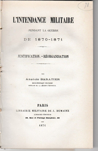 Baratier l intendance - baratier, l'intendance