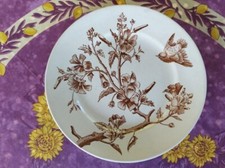 Assiette Plate Terre de Fer Longchamp Modèle Small Bird Oiseau Sépia 23,5cm