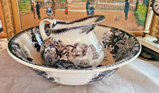 ANCIEN NECESSAIRE DE TOILETTE VASQUE BROC FAIENCE JARDINIERE UC SARREGUEMINES