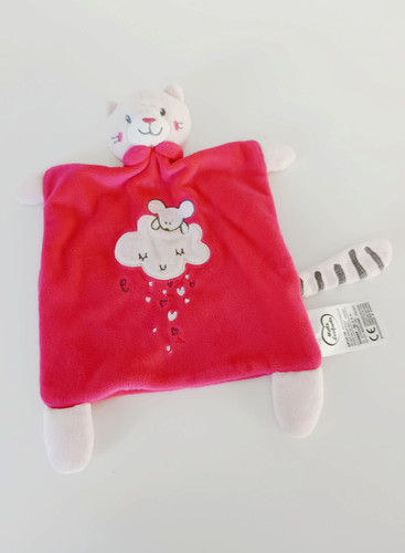 Doudou plat chat rose - plat, gris
