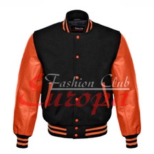 New American Beautiful Varsity College jacket with Orange Real Leather Sleeves