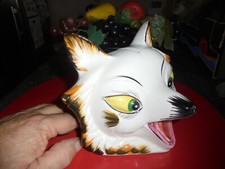 Ancienne Tirelire Céramique Goupil Italy Maître Renard Héros de Fables 