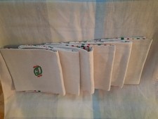 Lot de six serviettes de table (métis ?) à rayures de couleur Lettres GD brodées