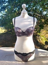Ensemble Victoria's Secret satin gris petits carreaux neuf 90C/S