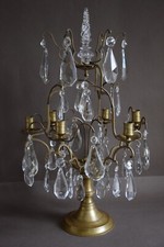 Girandole à 6 lumières en bronze et pampilles en cristal taillé , XIXème siècle