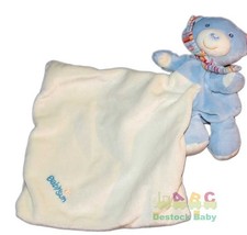 Doudou ours bleu Mouchoir blanc Babysun Grelot
