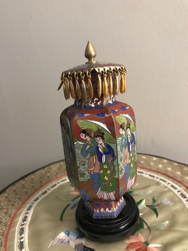 Cloisonne vase potiche pot - cloisonne,