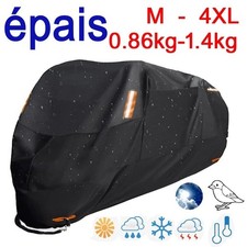 Housse Moto 300D Noir Imperméable Compatible Protection Pluie Neige UV M - 4XL