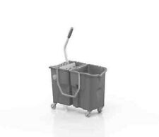 Seau de lavage clevy bi bac 2*15 litres sur roulettes avec presse a plat integré