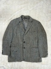 Veste Blazer Homme Harris Tweed  Ford’sBay City Chevron Gris VintageUSA-aille L