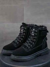 Bottes Rangers Mode Platform Noir Lacets Cuir Synthetique 9105