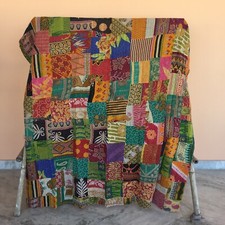 Couvre-lit simple Kantha vintage patchwork vintage en coton