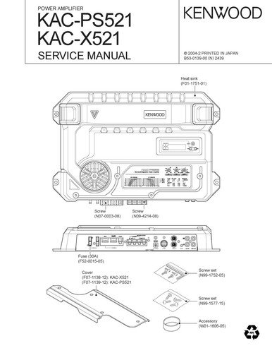 Service manuel instructions - service, d'instructions