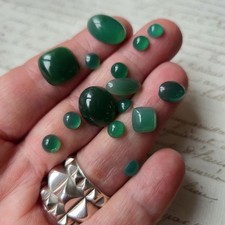 Cornaline Agate Verte 15 Cabochons Anciens pour Bijou 18 mm Chrysoprase 