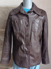 Veste vintage en cuir marron pour femme seventies taille 38-40