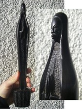 34cm 380gr GRANDE VIERGE NOIRE en bois noir précieux sculptée